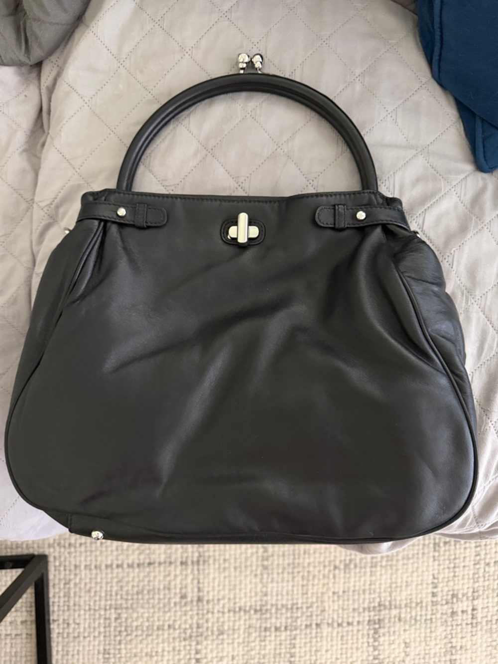 Brooks Brothers Black Leather Top-Handle Satchel